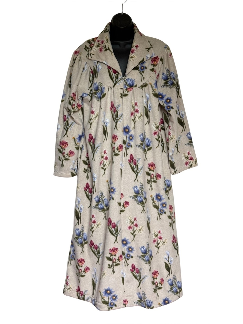 Vintage Carole Fleece Floral 3/4 Zip Robe Cozy Super Soft Beautiful Sz M